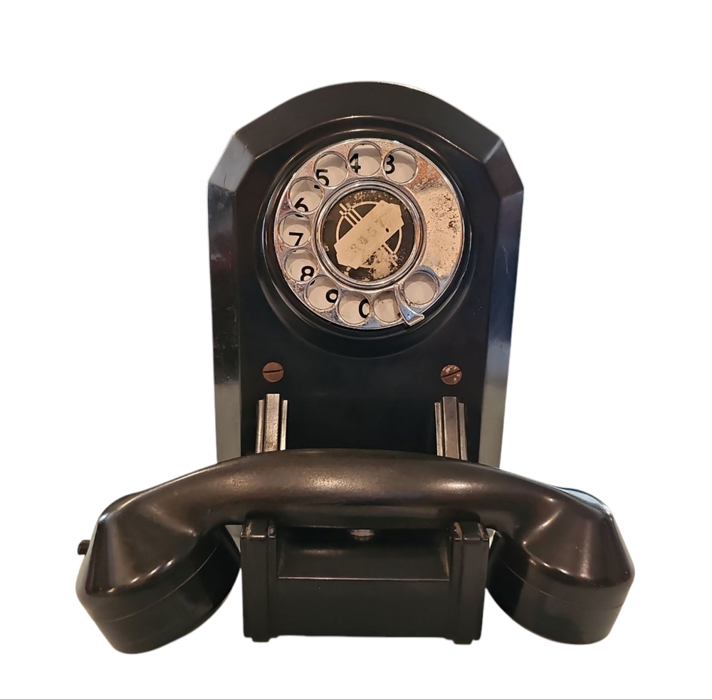 1930s Wall-Mounted Rotary Phone made by Automatic Electric Art Deco Styling RARE